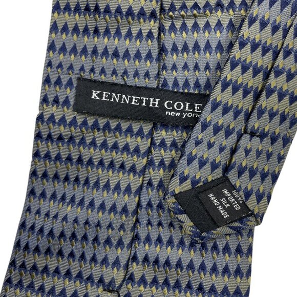 Kenneth Cole Reaction Silk Tie Geometric Blue Beige - Picture 4 of 6